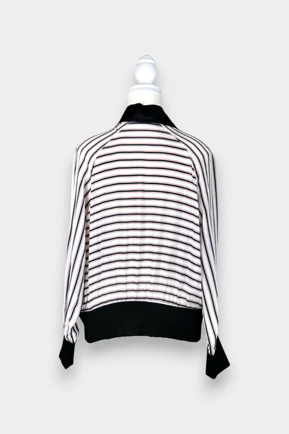 Mulberry Silk Striped Zip-Front Jacket