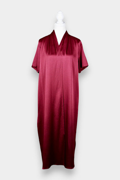 Mulberry Silk Layered Print Midi Dress with Open Front Panel