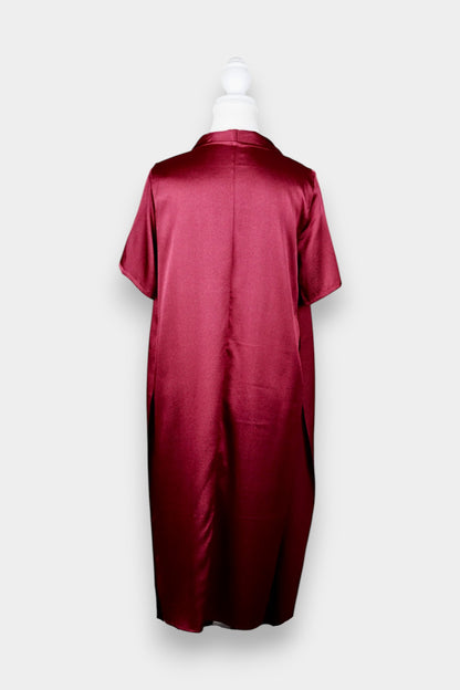 Mulberry Silk Layered Print Midi Dress with Open Front Panel