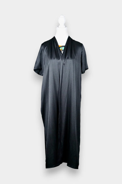 Mulberry Silk Layered Print Midi Dress with Open Front Panel