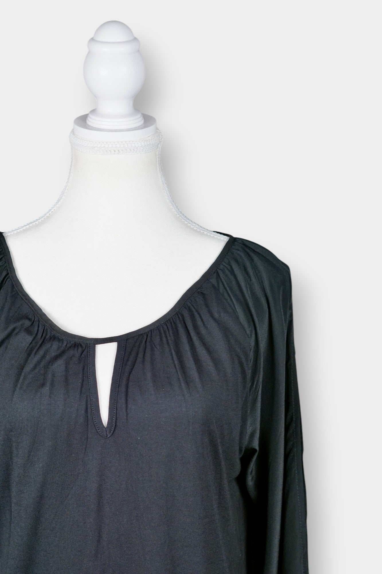Mulberry Silk Long Sleeve Keyhole Neck Blouse