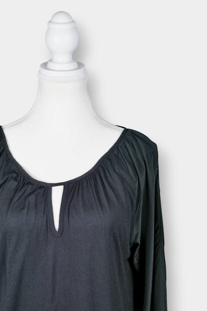 Mulberry Silk Long Sleeve Keyhole Neck Blouse