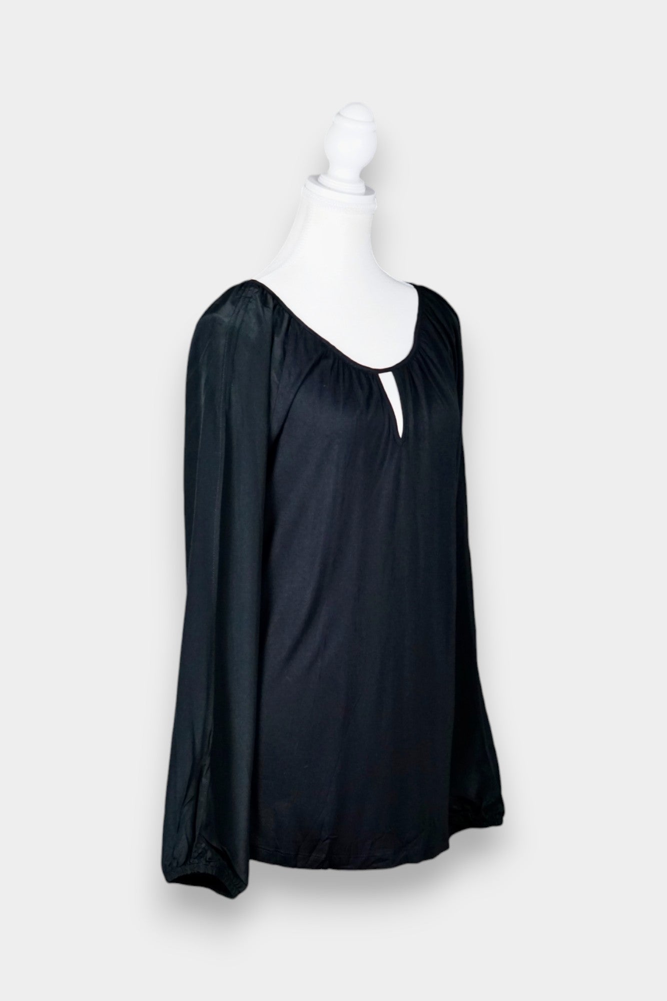 Mulberry Silk Long Sleeve Keyhole Neck Blouse