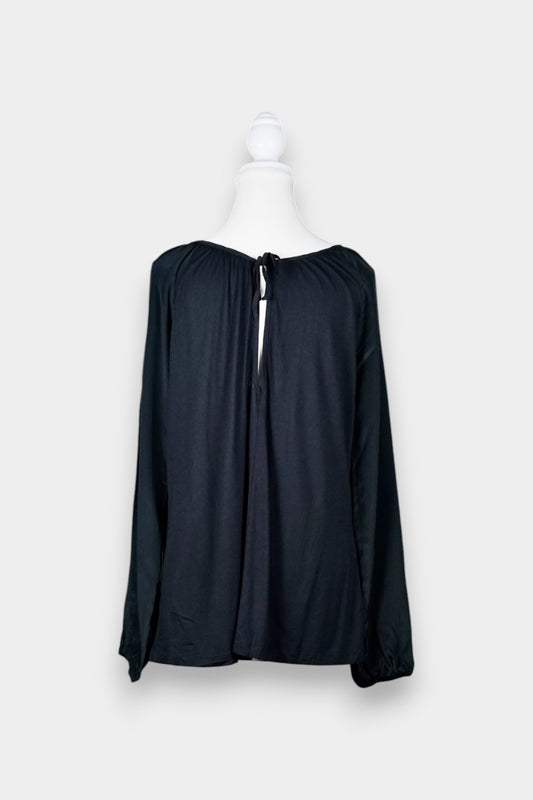 Mulberry Silk Long Sleeve Keyhole Neck Blouse