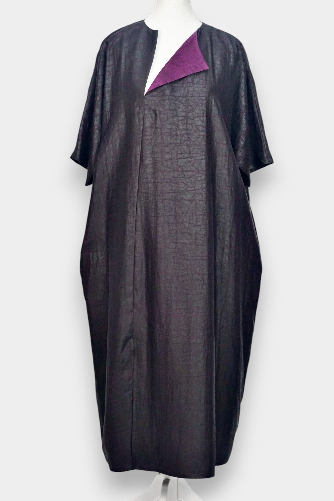 Handcrafted Gambiered Guangdong Gauze Silk Maxi Dress | Loose Fit 100% Mulberry Silk