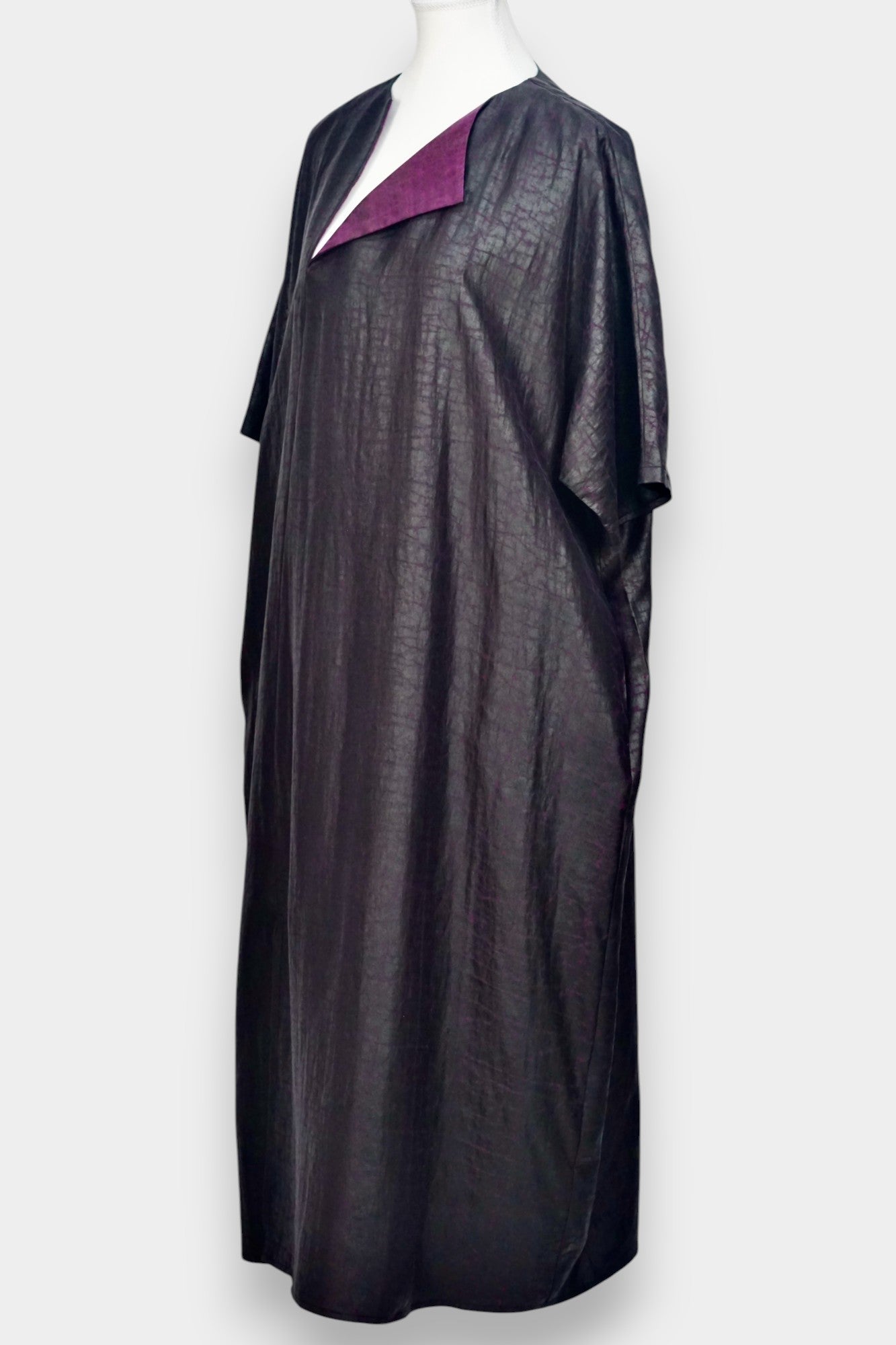 Handcrafted Gambiered Guangdong Gauze Silk Maxi Dress | Loose Fit 100% Mulberry Silk