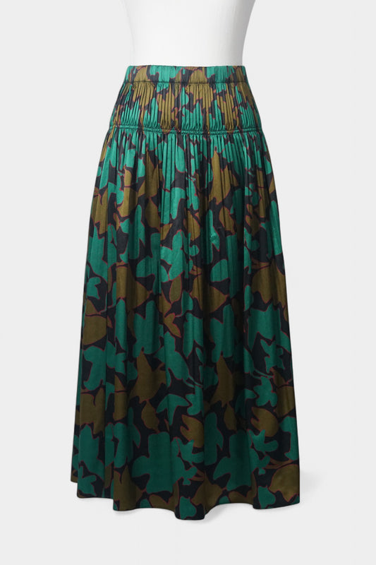 Handcrafted Pleated Silk Skirt | 100% Mulberry Silk Printed Skirt