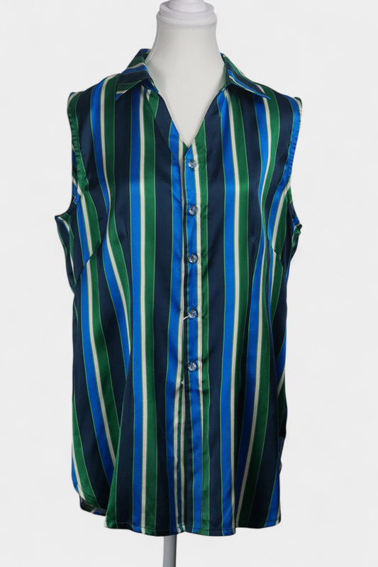 Handcrafted Striped Silk Vest | 100% Mulberry Silk Sleeveless Top