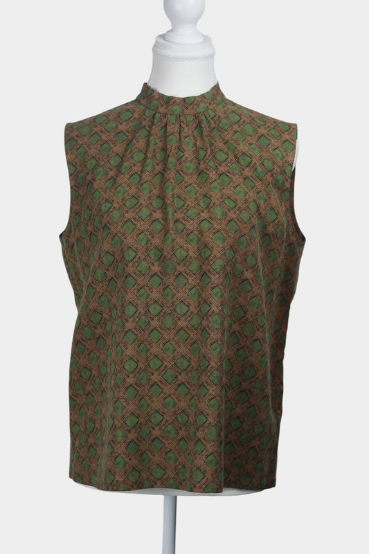 Handcrafted Gambiered Guangdong Gauze Silk Sleeveless Top | 100% Mulberry Silk