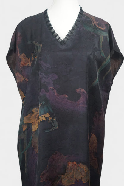 Women's Gambiered Canton Gauze midi dress, loose fit sleeveless mud silk summer dress