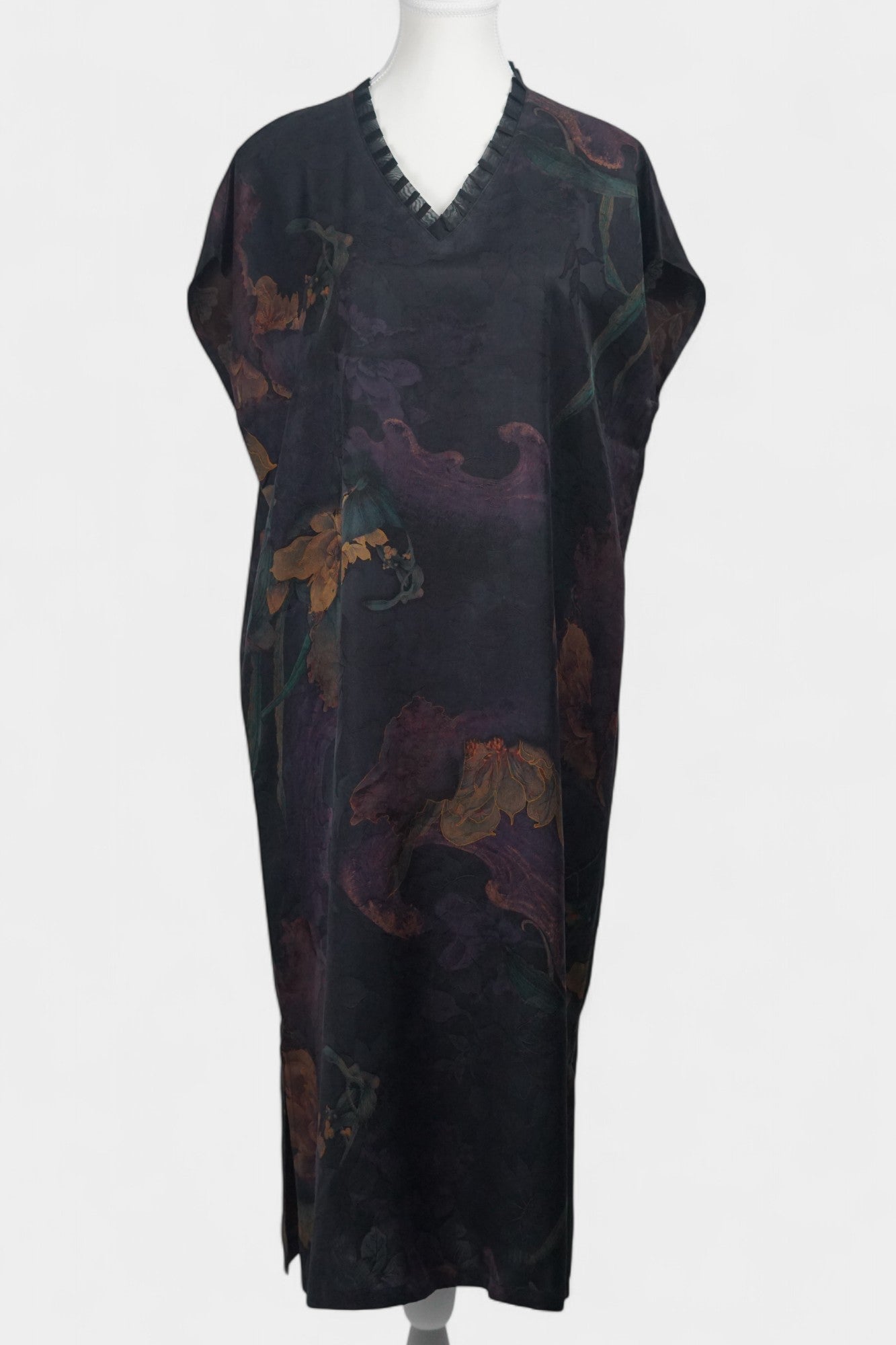 Women's Gambiered Canton Gauze midi dress, loose fit sleeveless mud silk summer dress