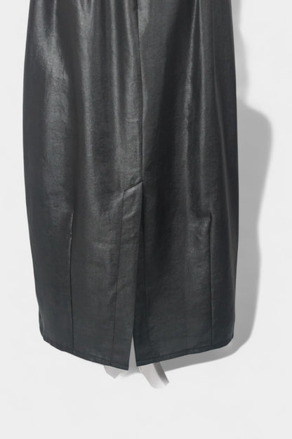 Black Xiangyun Sha silk skirt with elastic waistband and characteristic leather-like sheen