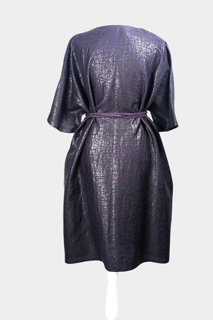 Women's artisan mud silk coat, Gambiered Canton Gauze kimono robe jacket in deep aubergine