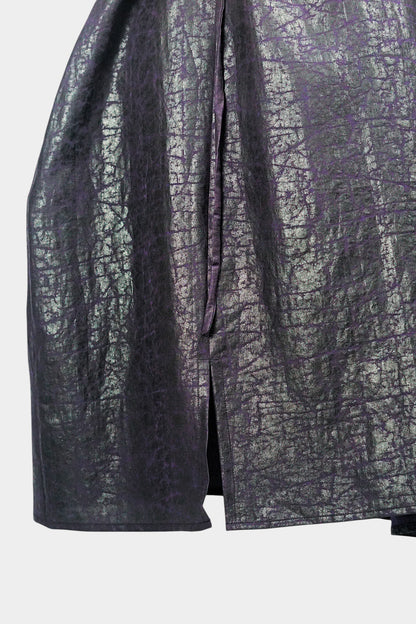 Women's artisan mud silk coat, Gambiered Canton Gauze kimono robe jacket in deep aubergine

