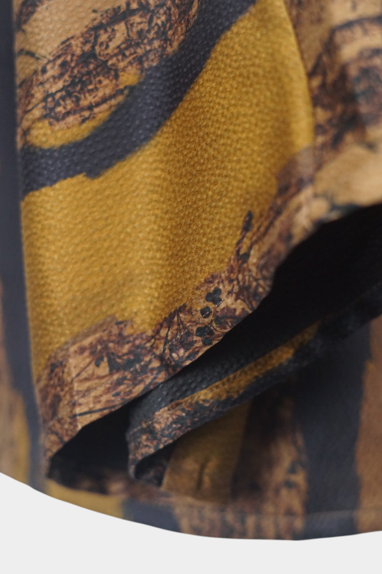 Gambiered Guangdong Gauze Silk Wrap Top with Abstract Earth-Tone Texture