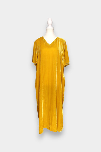 Mulberry Silk Velvet V-Neck Midi Dress