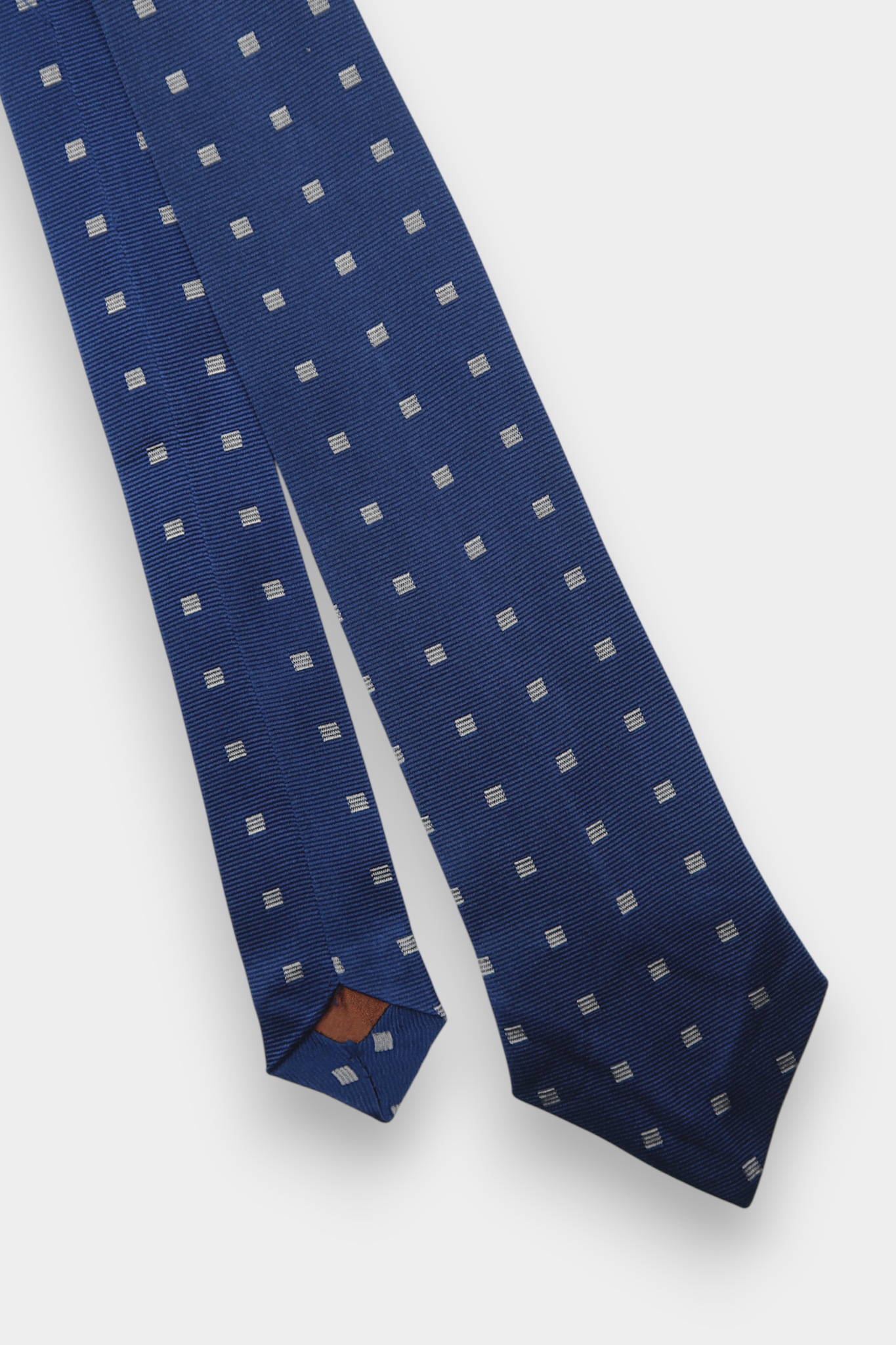 Pure Silk Woven Necktie with Micro-Geometric Pattern in Navy