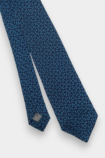 Pure Silk Woven Necktie with Tonal Geometric Micro-Pattern