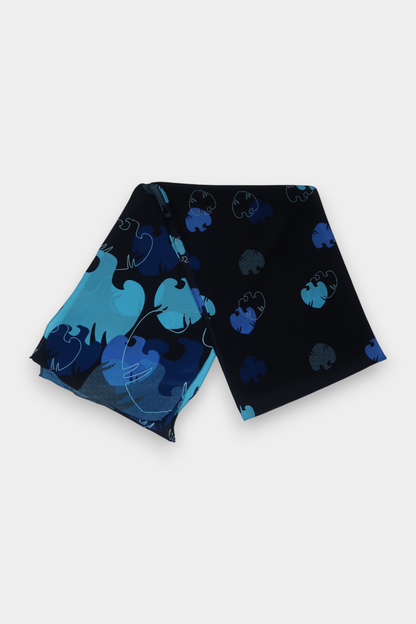 Mulberry Silk Abstract Blue Scarf