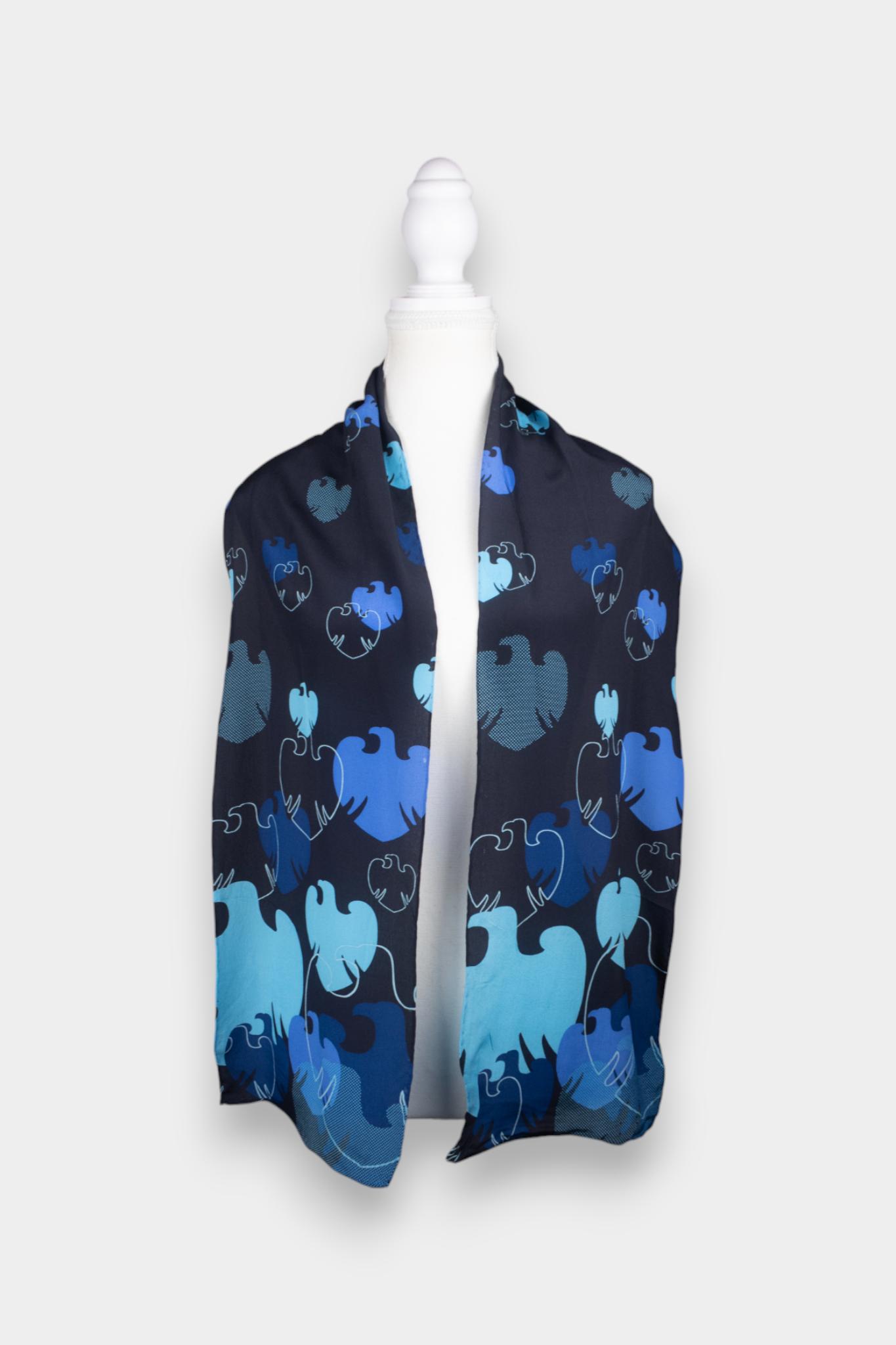 Mulberry Silk Abstract Blue Scarf