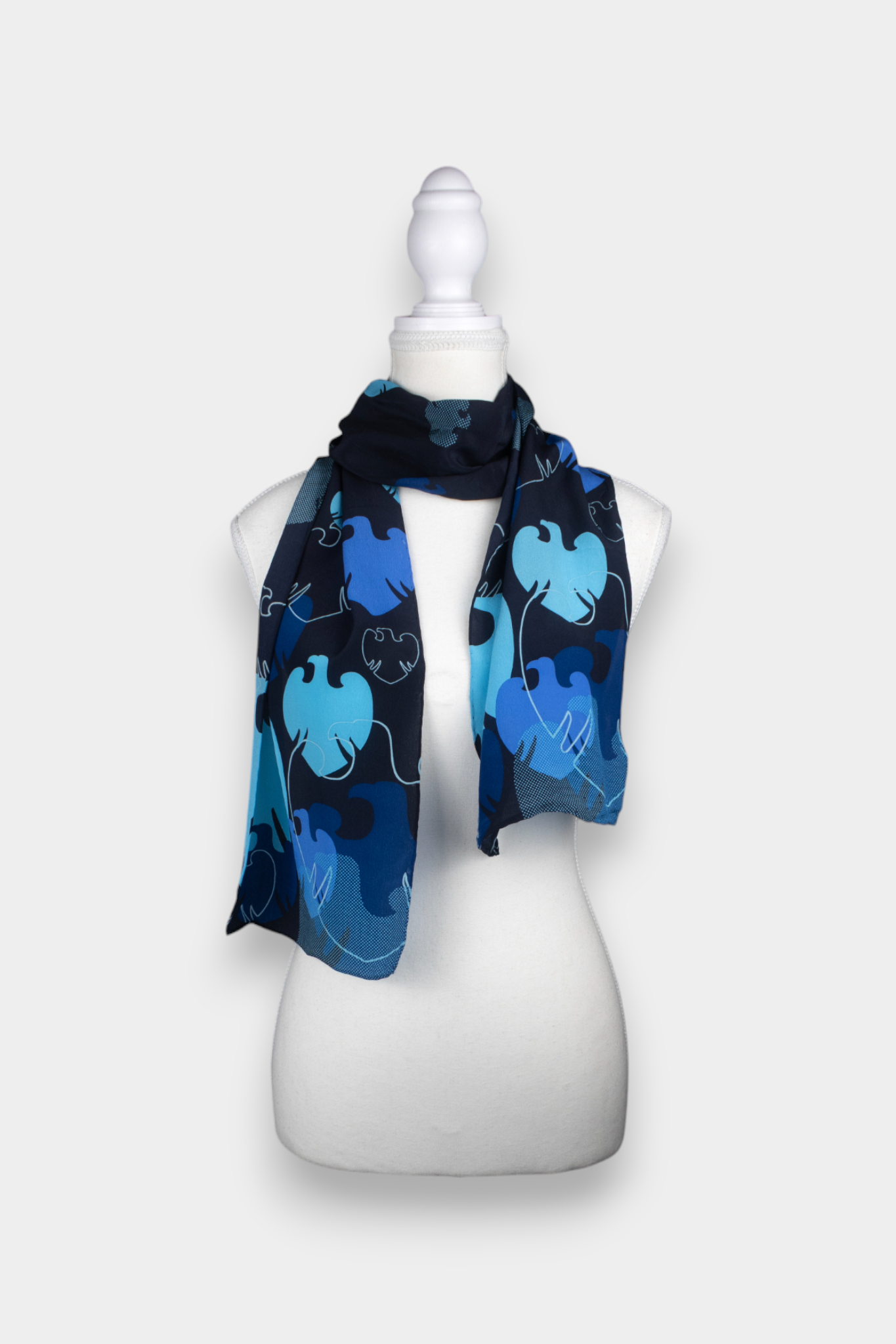 Mulberry Silk Abstract Blue Scarf