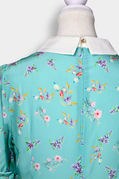 Mulberry Silk Floral Peter Pan Collar Dress