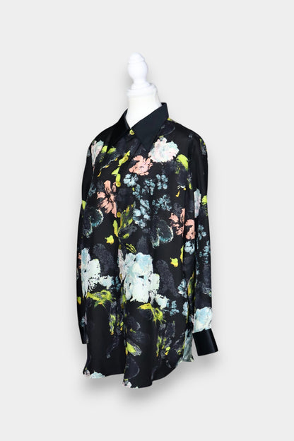 Mulberry Silk Abstract Floral Long Sleeve Shirt