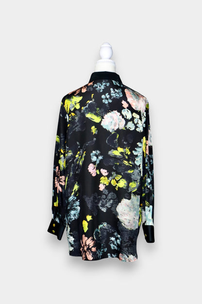 Mulberry Silk Abstract Floral Long Sleeve Shirt