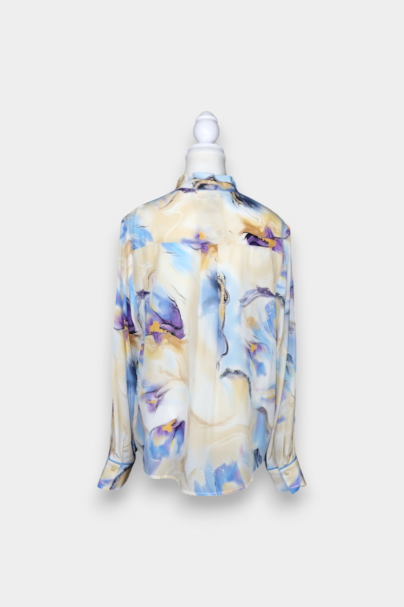 Silk Blouse with Scarf Tie Neck | Watercolour Print