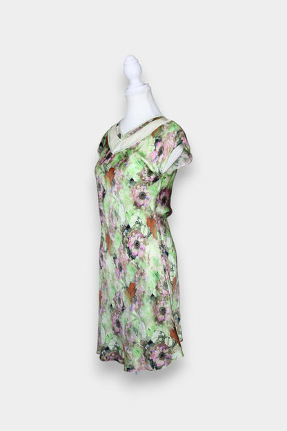 Mulberry Silk Floral Print Sleeveless Dress
