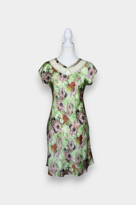 Silk Mini Dress with Floral Print