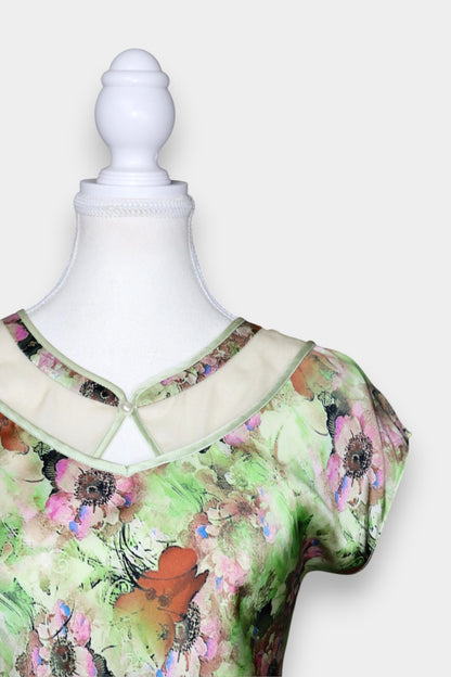 Mulberry Silk Floral Print Sleeveless Dress