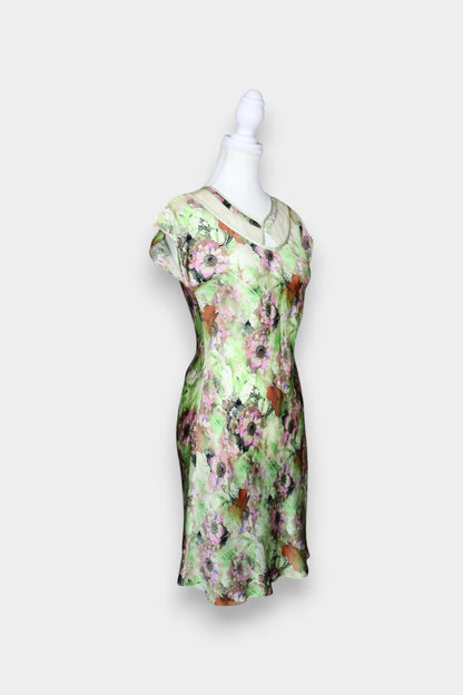 Mulberry Silk Floral Print Sleeveless Dress