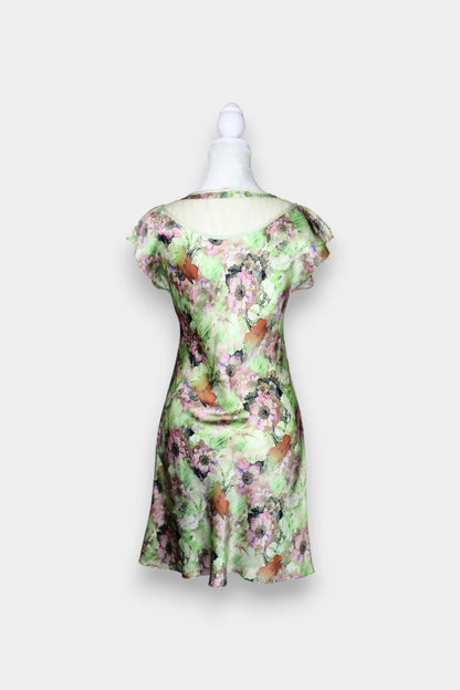 Mulberry Silk Floral Print Sleeveless Dress