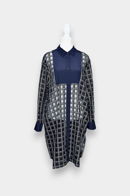 Mulberry Silk Check Panel Shirt Dress