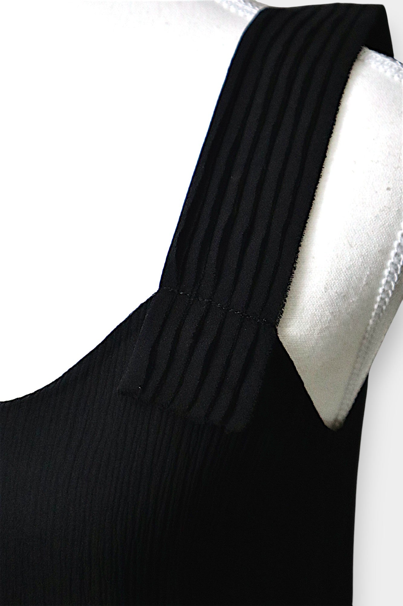 Silk Slip Dress with Pleated Straps in Classic Black