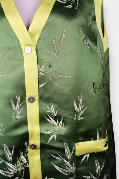 Song Dynasty Brocade Silk Bamboo-Motif Sleeveless Vest