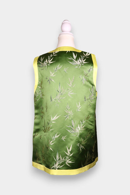 Song Dynasty Brocade Silk Bamboo-Motif Sleeveless Vest