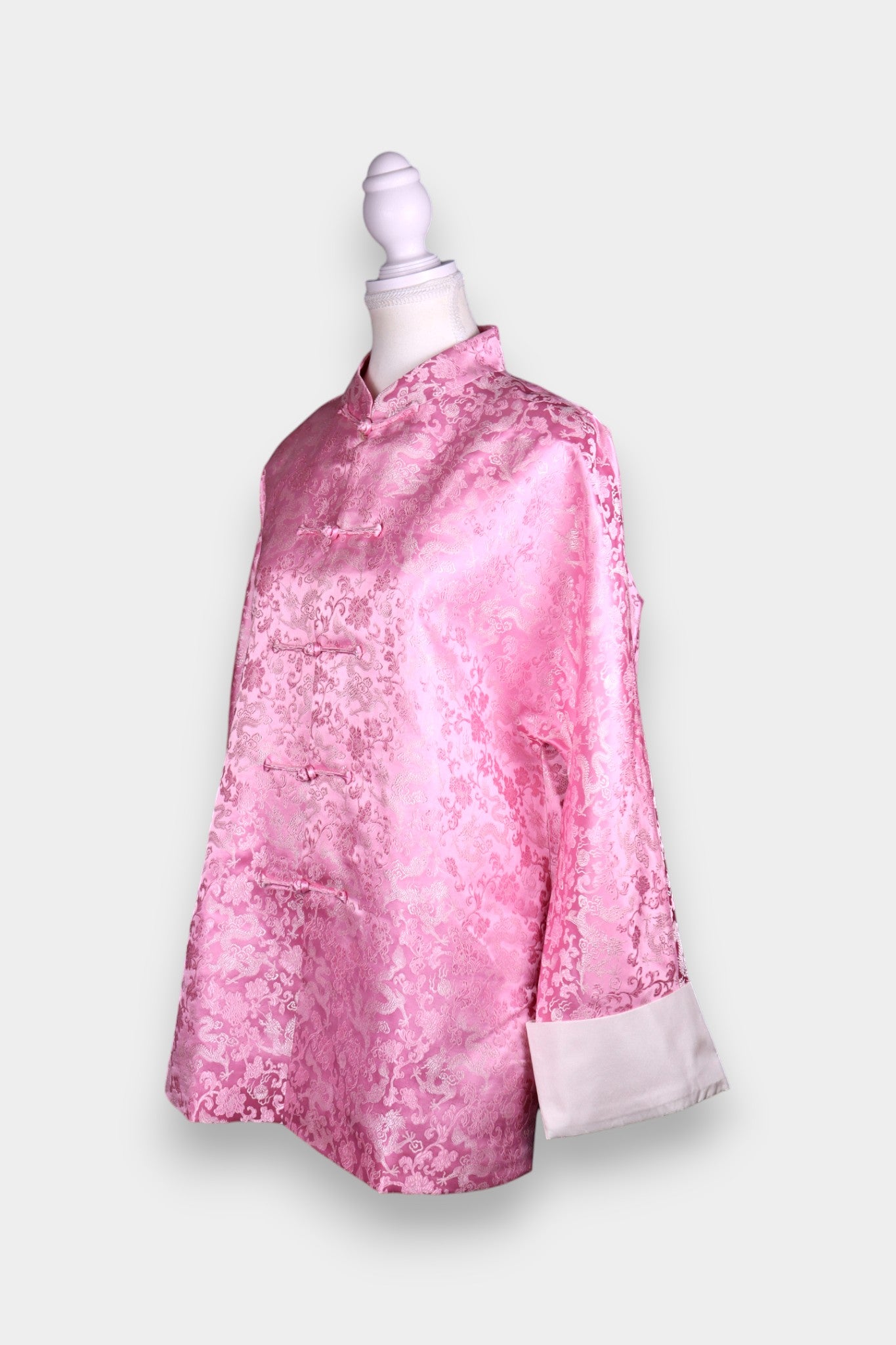 Pink Song Dynasty Brocade Silk Jacket | Dragon Floral Jacquard