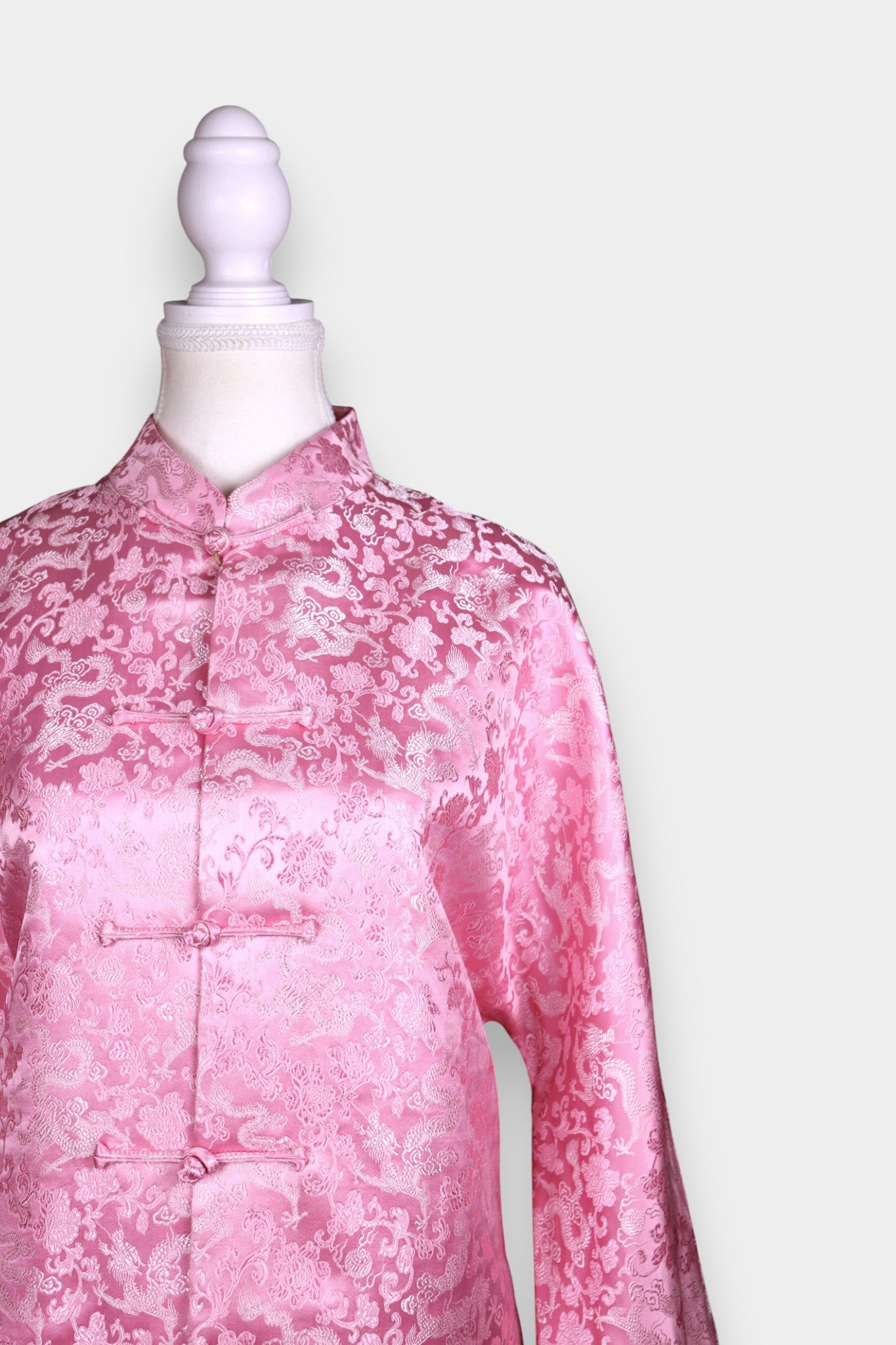 Pink Song Dynasty Brocade Silk Jacket | Dragon Floral Jacquard