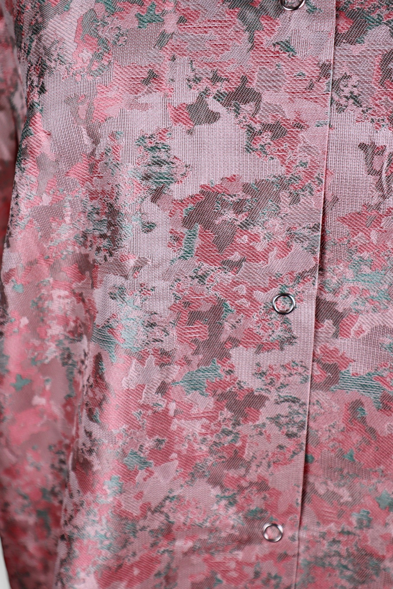 Handmade Song Dynasty Brocade Silk Blouse | Pink & Mint Floral Jacquard