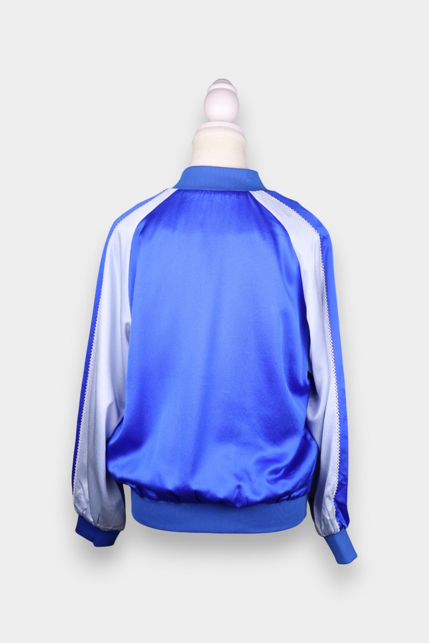 Mulberry Silk Embroidered Bomber Jacket | Royal Blue Rabbit