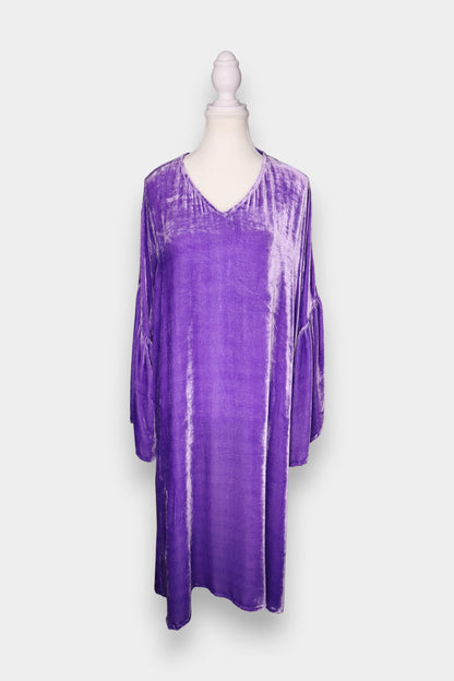 Mulberry Silk Velvet V-Neck Dress