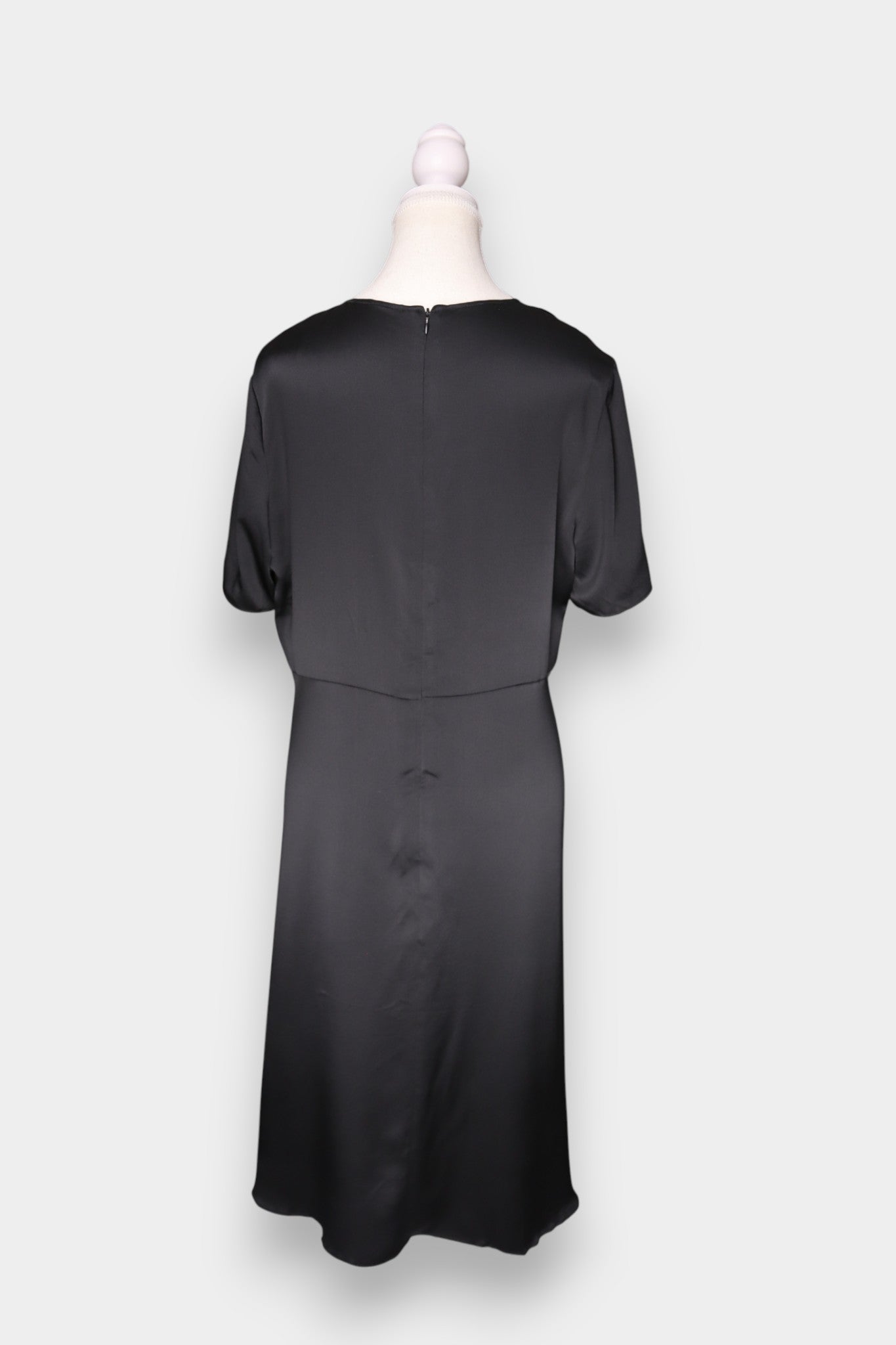 Handmade Black Mulberry Silk Swing Dress | Short Sleeve A-Line Mini
