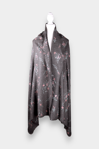 Mulberry Silk Cashmere Floral Print Scarf