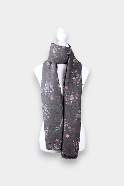Mulberry Silk Cashmere Floral Print Scarf