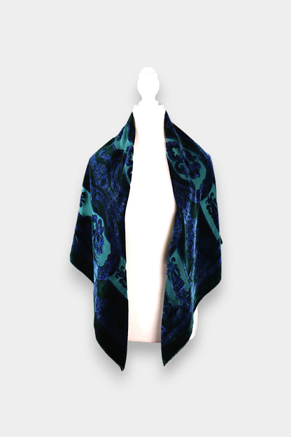 Mulberry Silk Velvet Ornamental Square Scarf