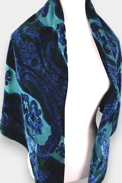 Mulberry Silk Velvet Ornamental Square Scarf