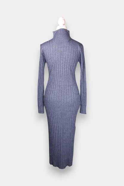 Mulberry Silk & Cashmere Ribbed Turtleneck Dress