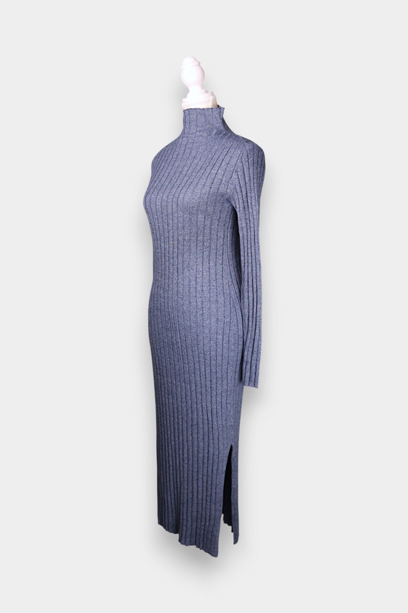 Mulberry Silk & Cashmere Ribbed Turtleneck Dress